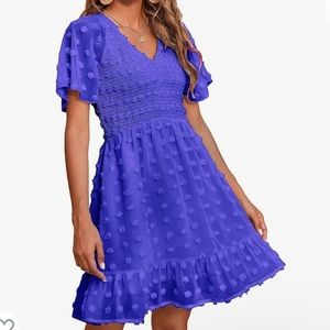 Short Sleeve Swiss Dot Swing Dress